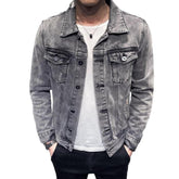 Stylish men ripped denim jacket